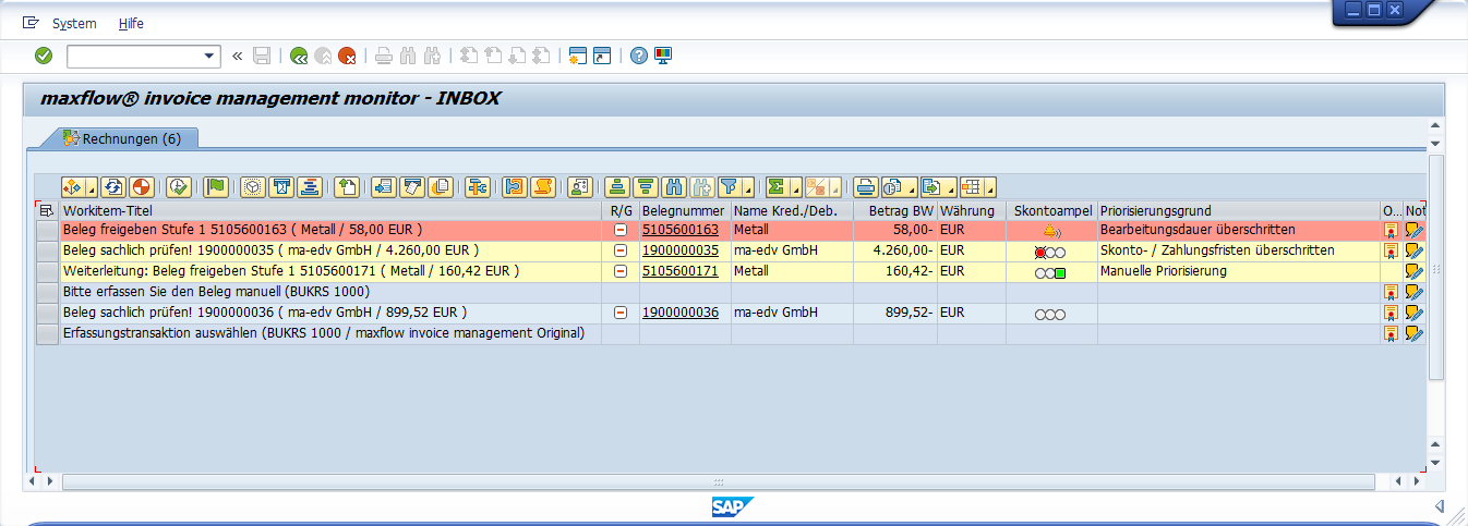 Eskalation im maxflow® invoice management monitor